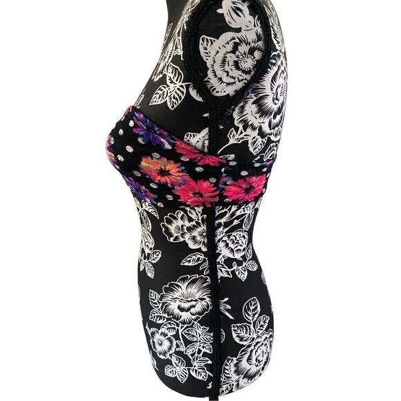 Pink Victoria’s Secret Floral Bandeau Sz Small Neon Polka Dot Colorful Sleepwear - Picture 3 of 10